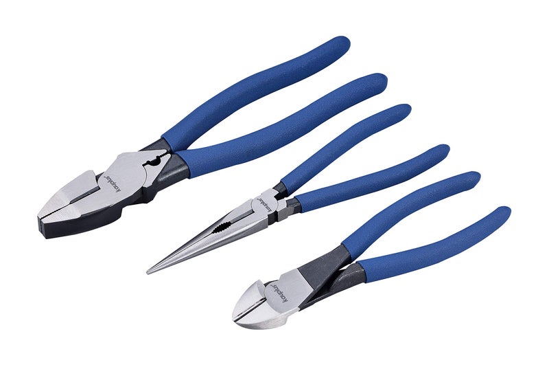 Kauplus Pro Pliers Set, 3-Piece (7-inch Diagonal Cutting, 8-inch Needle Long Nose, 9-inch Linesman) Industrial Cutters Set - Image 1